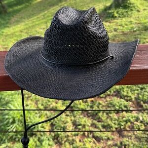 Lack Of Color Black Woven Straw Western Hat
